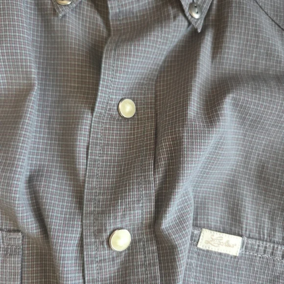 LUCCHESE Classics pearl snap Large Sawtooth Pockets Gray Check Rodeo - Picture 7 of 8